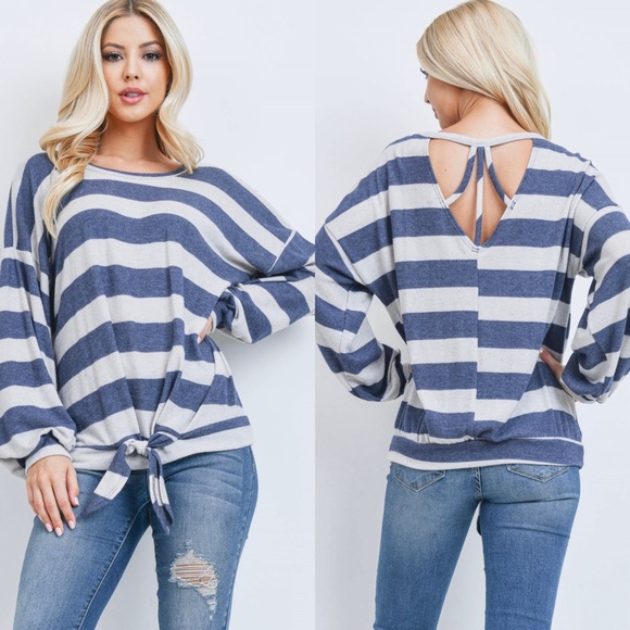 🆕Striped ballon sleeve top - Picture 1 of 6